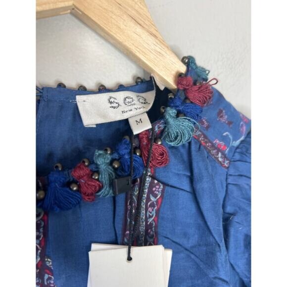 NWT Sea New York Lightweight Non-Stretch Voile Long Sleeves Valeria Top Navy - Picture 4 of 7